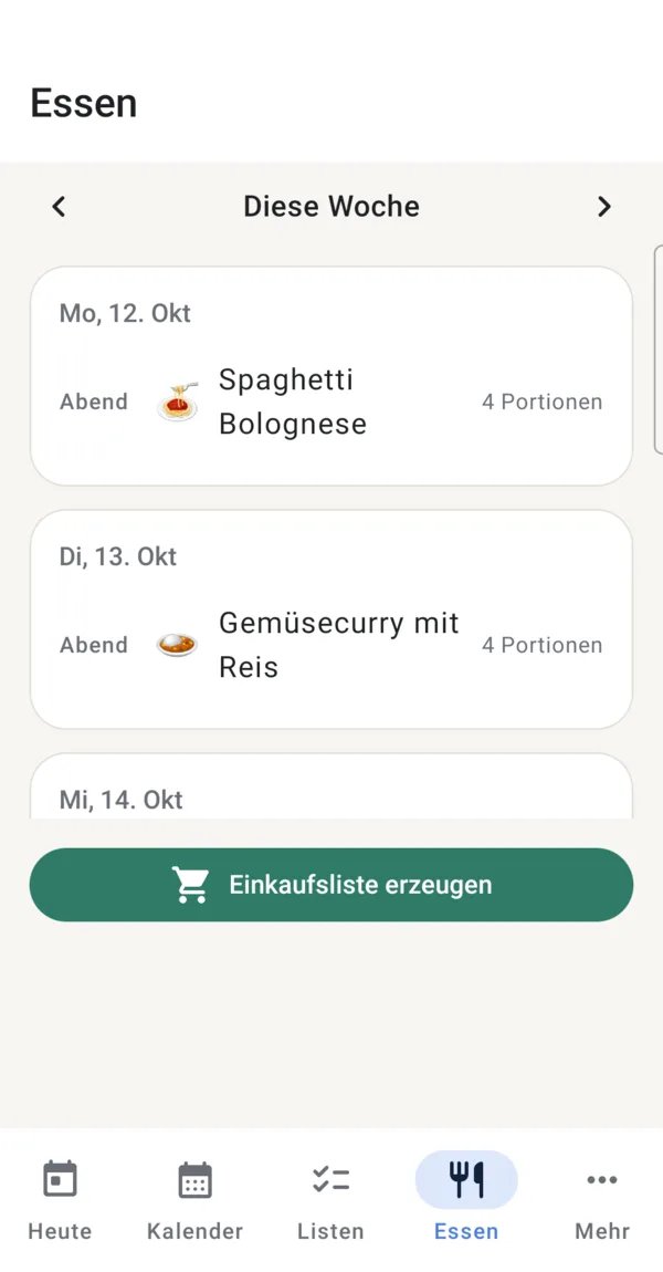 Famivo-App: Essen
